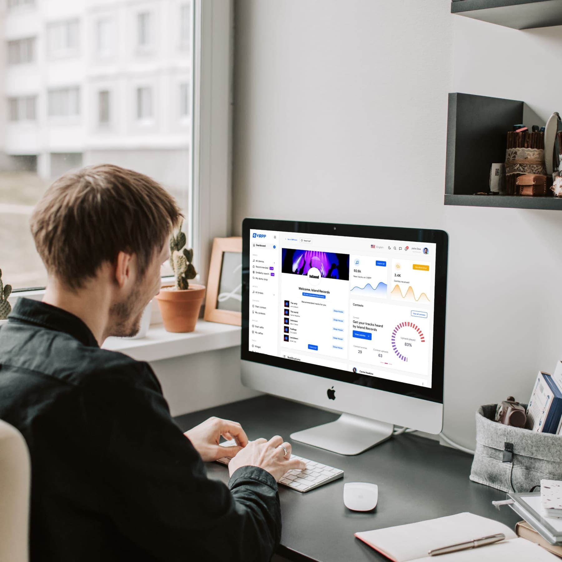 Het labeldashboard van VIRPP op een desktop, waarin een label demo's doorzoekt