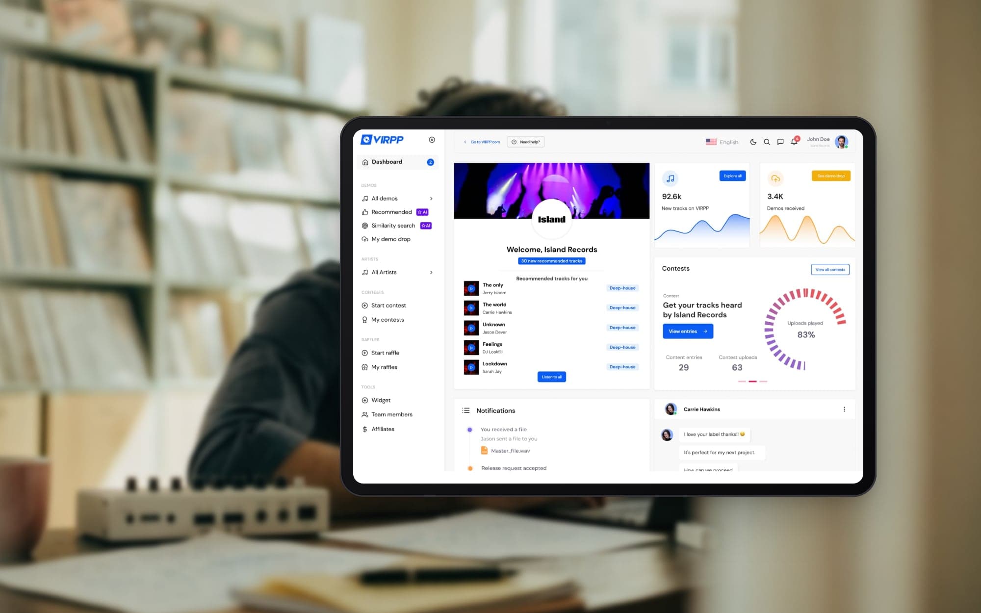 Labeldashboard voor muziekontdekking bij VIRPP