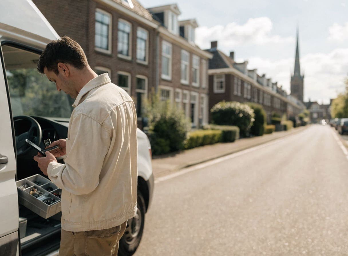 Een werkbon van een monteur die wordt aangevuld tot factuurregels, met een vraag terug naar de monteur