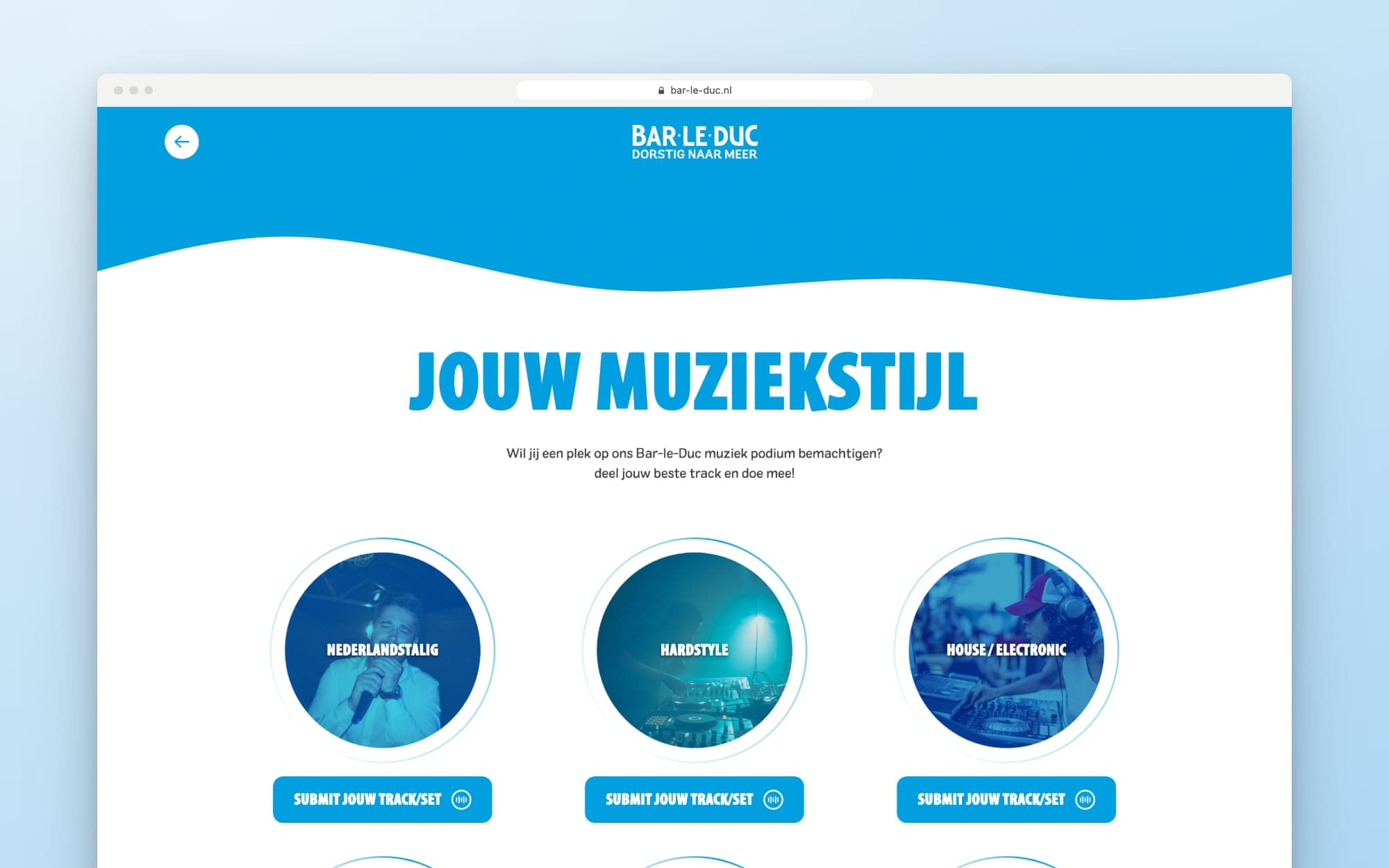 Het overzicht van de zes genres waaruit een artiest kiest