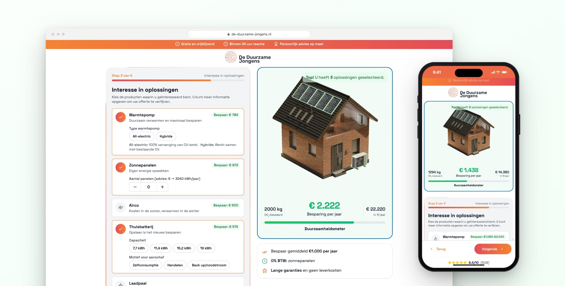 Offertetool met CRM-koppeling voor De Duurzame Jongens