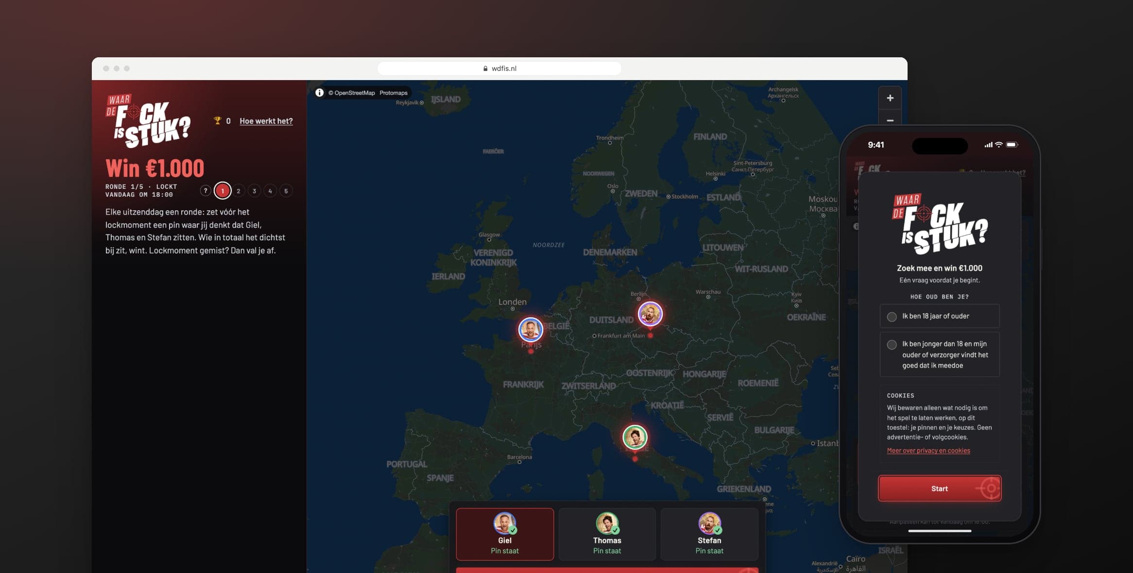 Pin-spel voor Waar de F*ck is STUK?